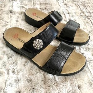 Berkemann Black Leather Strap Comfort Sandals